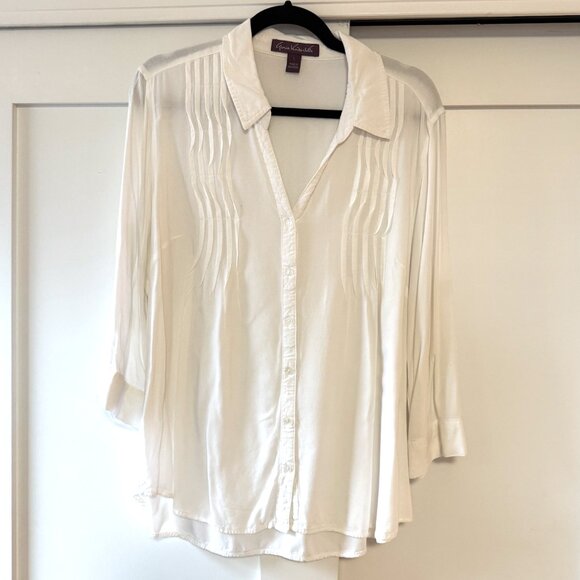 White Button Down Blouse - Picture 1 of 4